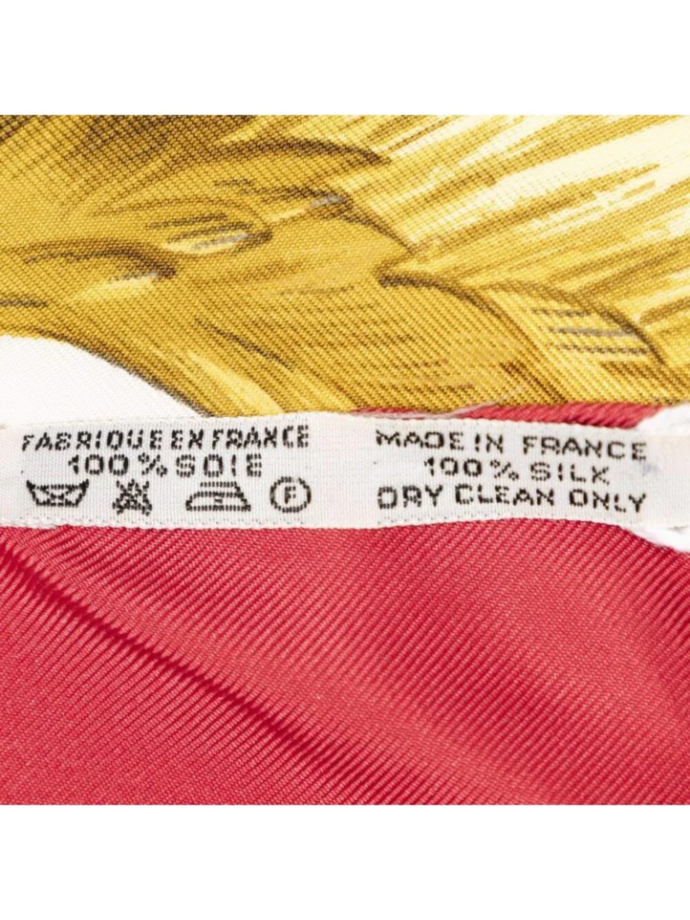 Hermes Scarf Red Yellow Ivory 100% Twill Silk